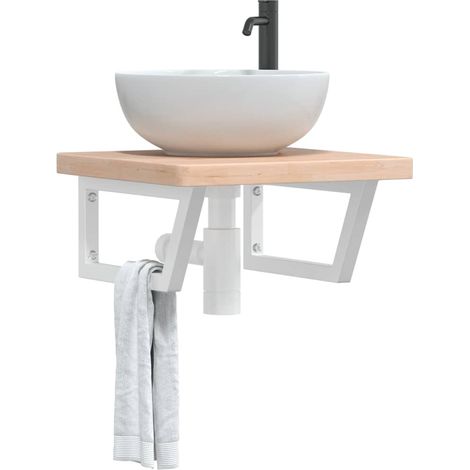 Waschtischplatte mit Halterung Stahl und Massivholz Eiche vidaXL (1/5)