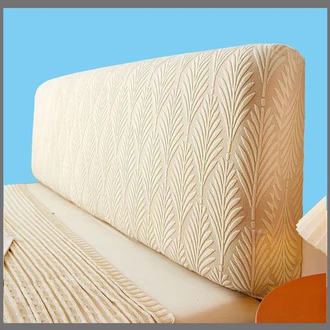 Kopfteilbezüge, Stretch-gepolsterter Kopfteilbezug, waschbar, staubdicht, Spandex-Schutzbezug für Einzel-, Doppel- und Kingsize-Betten (Farbe: B-Beige, Größe: 180 cm (180–190)) (1/5)