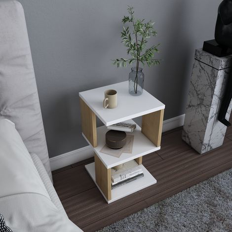 Table de chevet en bois "Carter" - 30 x 30 x 49 cm - Blanc (1/4)