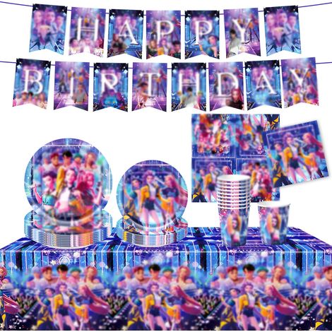 66 Pièces Animé Décorations Anniversaire, Animé Anniversaire Vaisselle Kit, An-imé Couverts de Fête à Thème, Assiettes Gobelets (1/3)