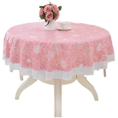 Ahlsen Nappe Ronde PVC Anti Taches, Facile d'entretien Motif de Elégant pour Salle à Manger Party Jardin Picnic (Rose,137cm) (1/3)