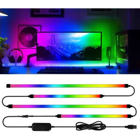 Bande LED RGBIC Écran PC Kit Rétroéclairage Synchronisation Couleurs Gaming Lumière Ambiance USB Immersive Windows Mac OS 32 Pouces 4 Côtés (1/5)