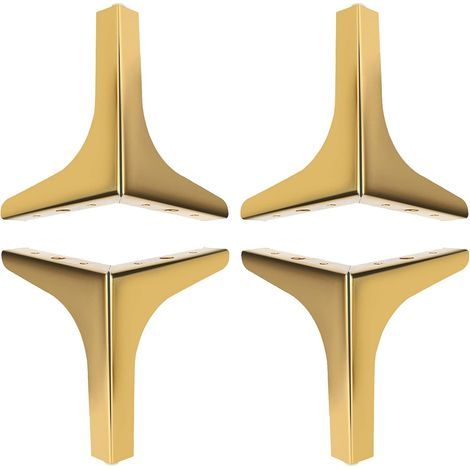 Set of 4 gold-plated table legs – 10 cm, gold titanium, metal triangle, table legs, furniture (1/5)
