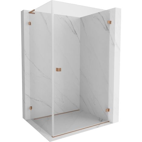 Mexen Lunar-B L cabine de douche pivotante droite 100 x 90 cm, transparent, cuivre brossé - 832L-100-090-65-00-P (1/5)
