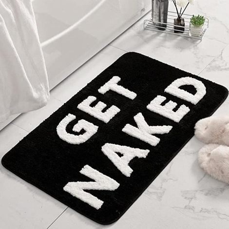 Get Naked Tapis de salle de bain amusant, antidérapant, absorbant, tapis de sol de douche, tapis de salle de bain, 50 X 80 CM NOIR (1/4)