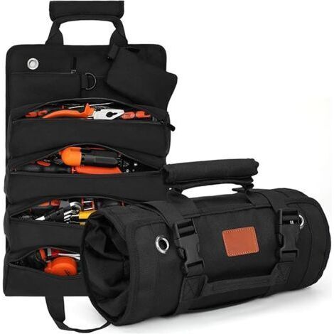 BARKBUSTERS Sac à outils, grand sac à outils en toile, sac à outils à roulettes multifonctionnel, 6 poches, résistant aux déchirures et aux perforations, noir, nylon