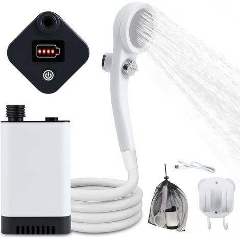 Douche de camping portable améliorée, douche électrique pour le camping, pompe de douche électrique pour la toilette en extérieur, le nettoyage des animaux et l'arrosage du jardin-AquaForge (1/5)