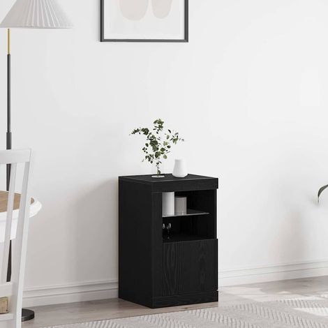 Buffet LED-Meuble de rangement avec LED Chêne noir 41 x 37 x 67 cm Bois d'ingénierie (1/5)