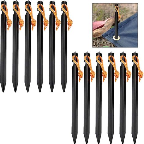 12pcs Clous de Tente de Camping Aluminium, Sardines de Camping en Alliage d'Aluminium,Sardines de Tente pour Pique-Nique Camping Randonnée Pêche