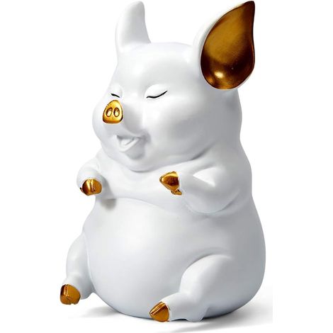Tirelire cochon en résine blanche de 21 cm (8,3 pouces) - Décoration intérieure (1/5)