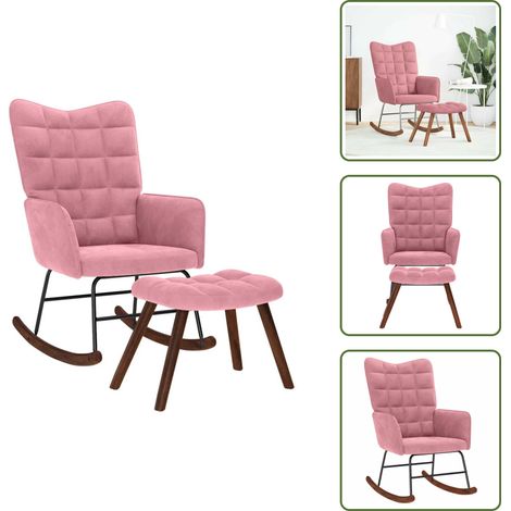 vidaXL Chaise à bascule avec repose-pied rose velours (1/5)