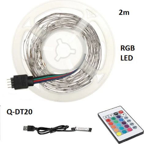 Trade Shop - Striscia Led Rgb Usb 2 Metri Con Telecomando 5050 5v Ip67 Impermeabile Q-dt20 - (1/5)