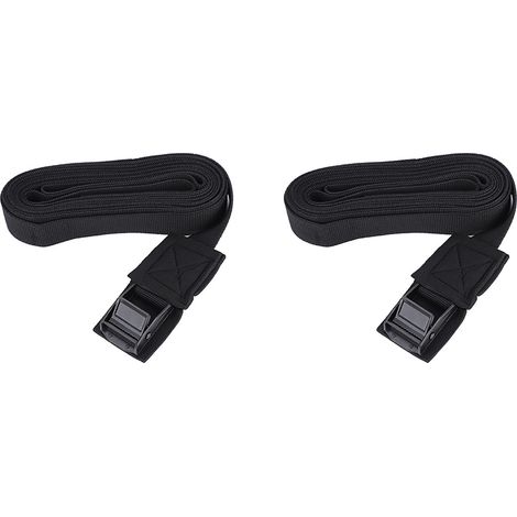 Lot de 2 sangles d'arrimage extérieures pour porte-surf/kayak/barres de toit avec boucle à came et verrouillage. (1/5)