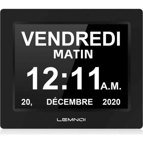 7" Pouce LCD Horloge Numérique Calendrier N10 avec Date Jour Et Heure Horloge Non-Abrégée Auto Dimming 8 Langues HD Display Rappel pour Alzheimer Les Personnes âgées et Les Enfants,dyk. (1/4)
