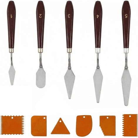 11 Pièces Couteau Peinture,Acrylic Paint Spatula,Contient 5 Couteaux De Peinture Et 6 Couteaux à Palette,Pour Peinture à L'Huile,Aquarelle,Texture Craft (1/5)
