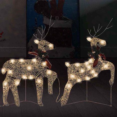 vidaXL Rennes de Noël 2 pcs Doré 40 LED (1/5)