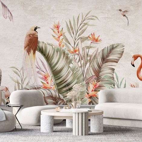 Papier peint panoramique - Flamants Roses - 195 cm x 85 cm (1/4)
