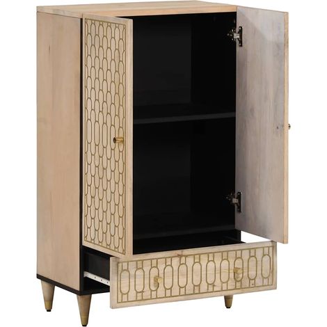 Credenza  Madia  Buffet 60x33x110 cm in Legno Massello di Mango CDS84952 (1/5)