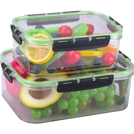 2 boîtes rangement cuisine (1000 ml + 1900 ml), sans BPA, réfrigérateur/congélateur, couvercles inclus (1/5)