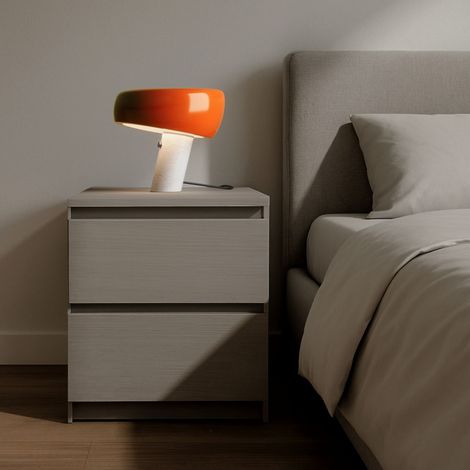 Barcelona Led – Lampe à poser Flick – Métal et marbre – E27 – Interrupteur tactile – Lumière directe – Couleur orange