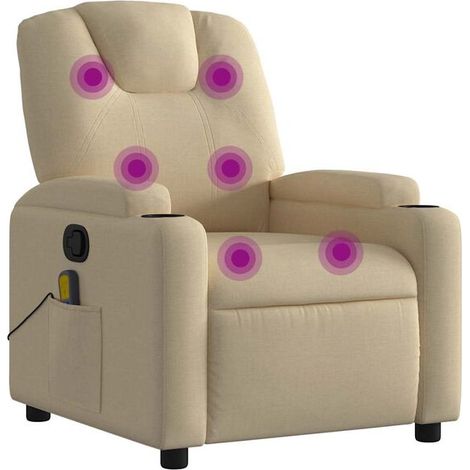 Fauteuil de massage inclinable en tissu beige (1/5)