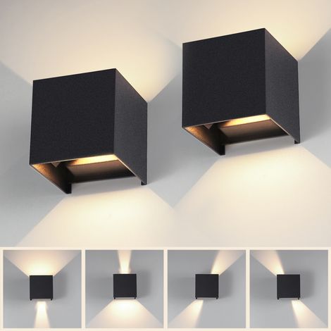 Appliques étanches design moderne, avec ampoules remplaçables, LED, extérieures et intérieures, 3000K, noires, murales . (1/5)