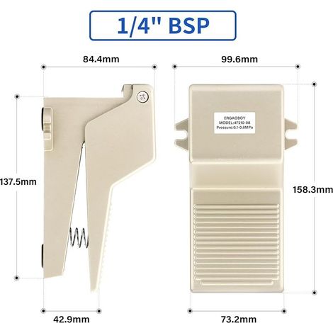 Pneumatisches Fußventil-Set, 1/4" BSP 5-Wege 2-Positionen Gewinde Anti-Rutsch-Gummi mit Druckregelung 4F210-08 mit 6 mm Anschlüssen (1/4)