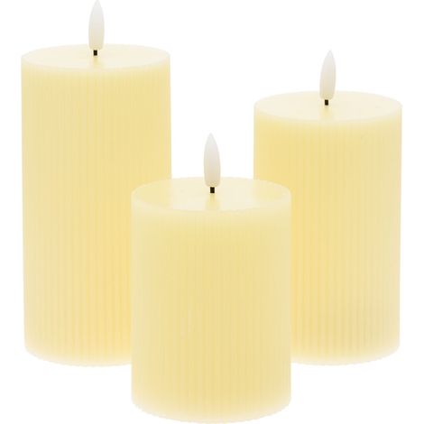 SET 3 CANDELE CERA/AVORIO LED