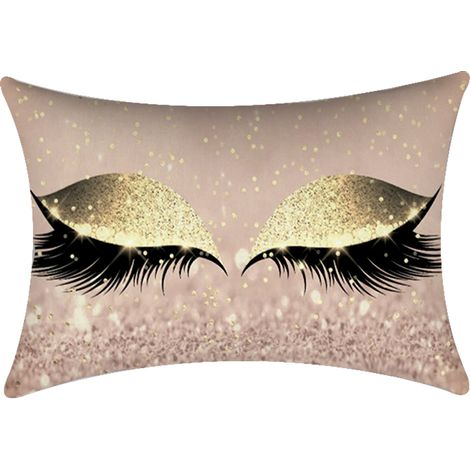 Coussin de taille 30x50cm pour canapé lit voiture, taie d'oreiller cils brillants pour maison, housse de coussin lombaire (N)