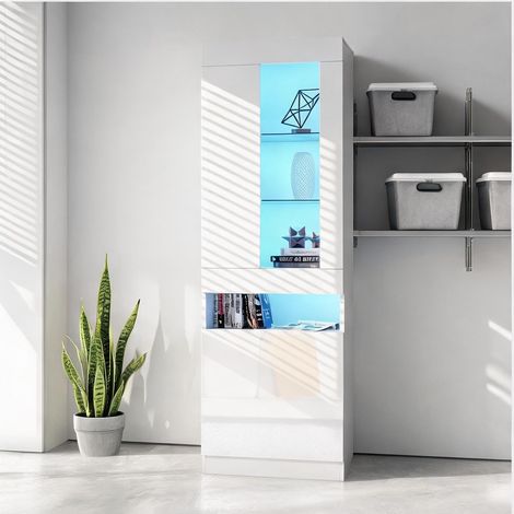 Vitrine avec éclairage LED 50 x 40 x 180 cm blanc (1/5)
