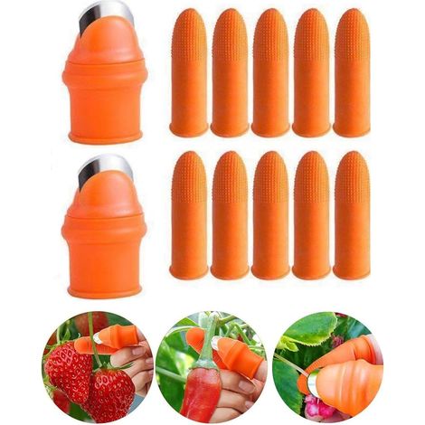 de Couteaux à Pouce en Avec Repose-doigt et Lame Tranchante Séparateurs Doigts pour Couper les Plantes Fuits Lot 12 Silicone (1/5)
