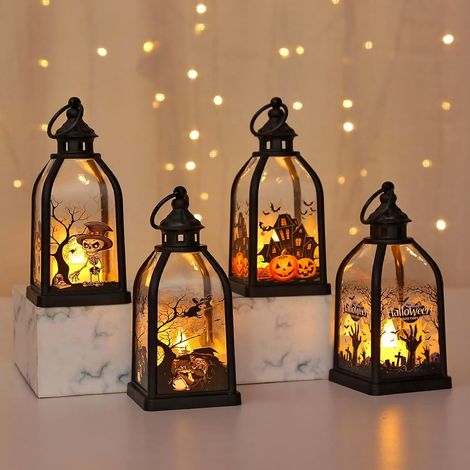 Lanternes d'Halloween, lanternes citrouilles, lanternes de sorcières et de fantômes pour Halloween, décorations d'intérieur et d'extérieur, et lanternes fantômes à piles pour Halloween. (1/5)
