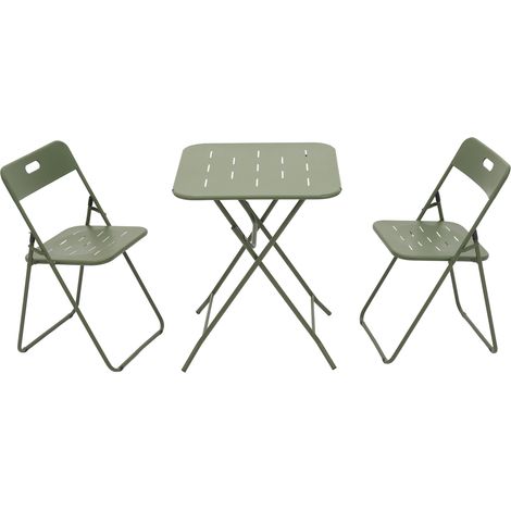 Mobili giardino set bistrot pieghevole acciaio verde OKMYHOME (1/4)