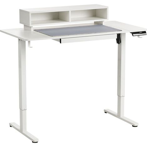 Scrivania elettrica regolabile con tappetino per mouse Funzione seduta/in piedi Moderna 120 x 60 cm Porta USB Piano e gambe bianchi Lucama (1/5)