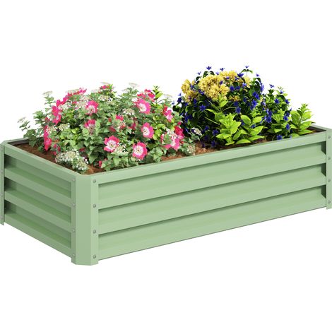 Jardinière surélevée résistante aux intempéries à fond ouvert en galvanisé x verte 30,5 cm 120 cm 60 cm Acier (1/5)