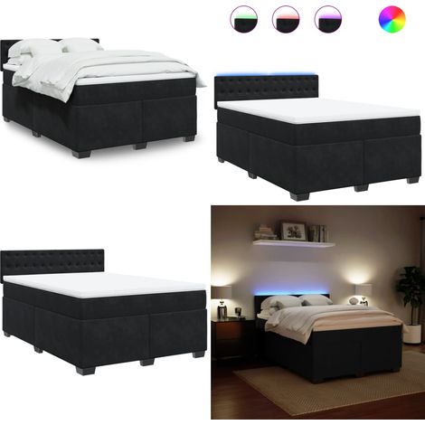 Boxspringbett mit Matratze Schwarz 160x200 cm Samt - Boxspringbett - Doppelbett - Samtbett - Samt - Massivholzbette - Home & Living (1/5)
