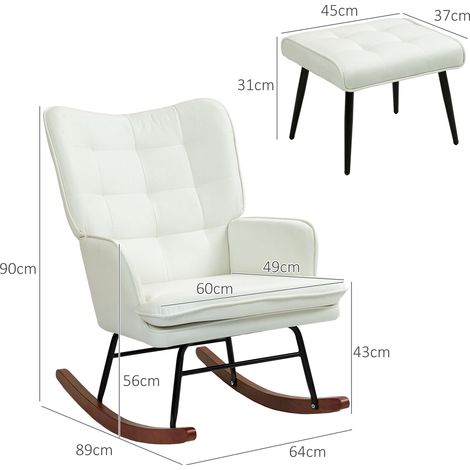 Fauteuil à bascule 130 kg, avec repose-pieds, design lin, pour allaitement, salon ou chambre, confortable et stable (1/5)