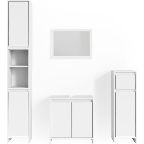Conjunto de muebles de baño Emma, Blanco, 4 piezas, Vicco