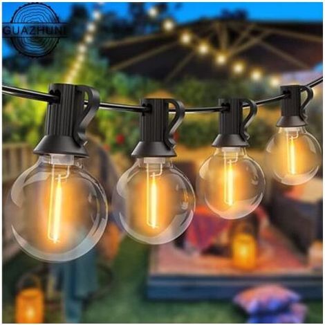 Guirlande Lumineuse Extérieure,15M Guirlande Guinguette LED G40 Ampoules 25+1 Rechange,Guirlande Decorative Raccordable pour Jardin,Fête,Soirée,Terrasse,Noël,Blanc Chaud, (1/5)