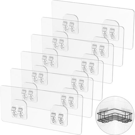 6 Pièces Crochets Adhésifs Plastique Transparent Pour Étagère Douche Angle Support Lisse