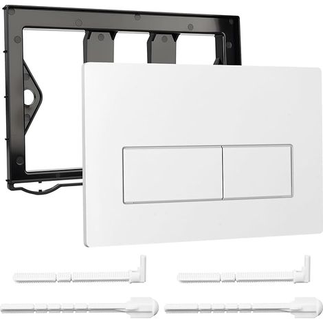 Plaque de Commande WC, Compatible avec Geberit Sigma 01/20/21/30/40/50, UP300 et UP320, avec Double Chasse, avec Leviers de Chasse et d'un Cadre d'Installation (Blanc) (1/5)