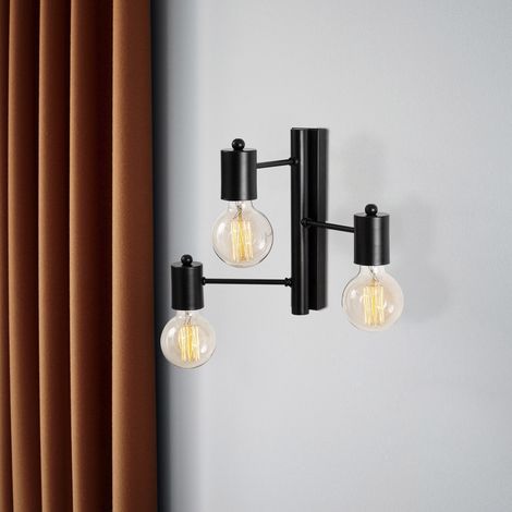 Wandlampe 3-flammige Brisa aus schwarzem Metall