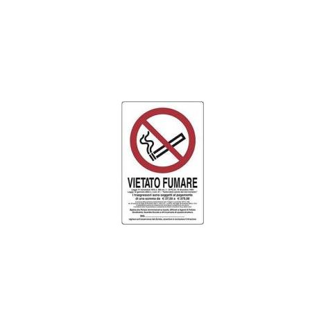 Cartello plastica "Vietato fumare, legge del..." - 300 x 200 mm. (1/4)