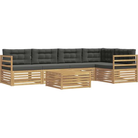 Set di divani da esterno 6 pcs Bianco e Antracite Poliestere vidaXL