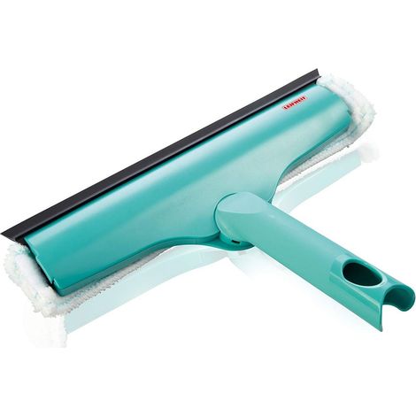 Leifheit Window & Frame Cleaner Tergivetro con copertura in microfibra, Lavafinestre con gomma tergivetro, Lavavetri con giunto mobile e girevole (1/4)