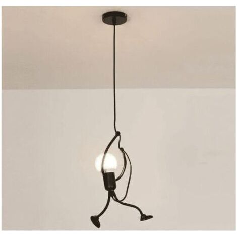 Lampe suspendue moderne en métal noir D26 × H140 cm Finition peinture noire Compatible E27 Lumière ambiante pour chambre enfant (1/5)