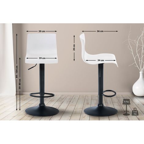 Tabouret Hoover en polypropylène et métal blanc, métal noir mat (1/2)