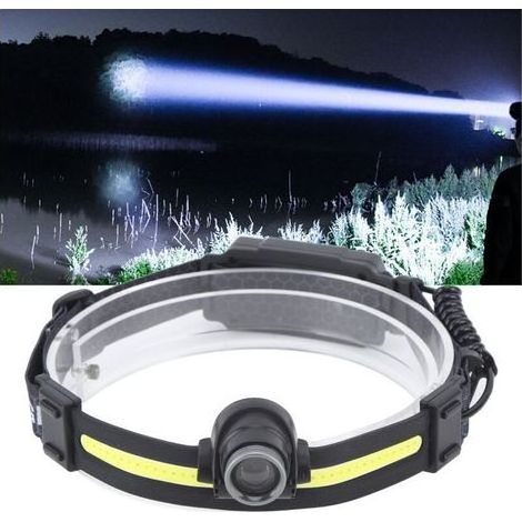 Lampe Frontale LED Détection Lampe Frontale Extérieure Rechargeable Ultra Lumineuse Etanche pour Pêche Course à Pied,DUBUNS (1/4)
