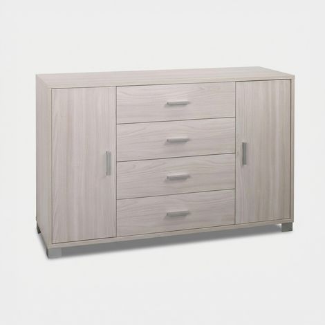 Modernes Sideboard fürs Wohnzimmer mit 2 Türen und 4 Schubladen Quadrante - Ulme