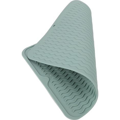 Tapis égouttoir à vaisselle en caoutchouc souple et flexible, résistant à la chaleur, antidérapant, sans BPA, écologique et polyvalent. Vert. (1/5)